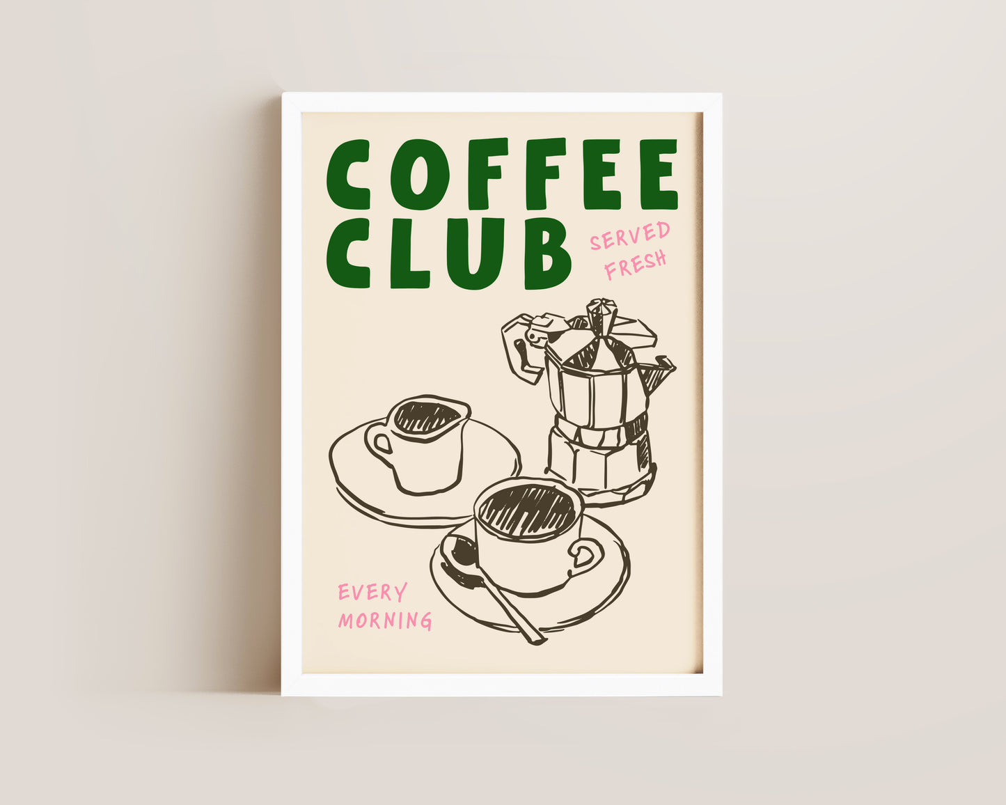 Coffee Club Green Print