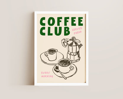 Coffee Club Green Print