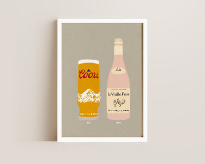 Coors & Chicken Wine Print