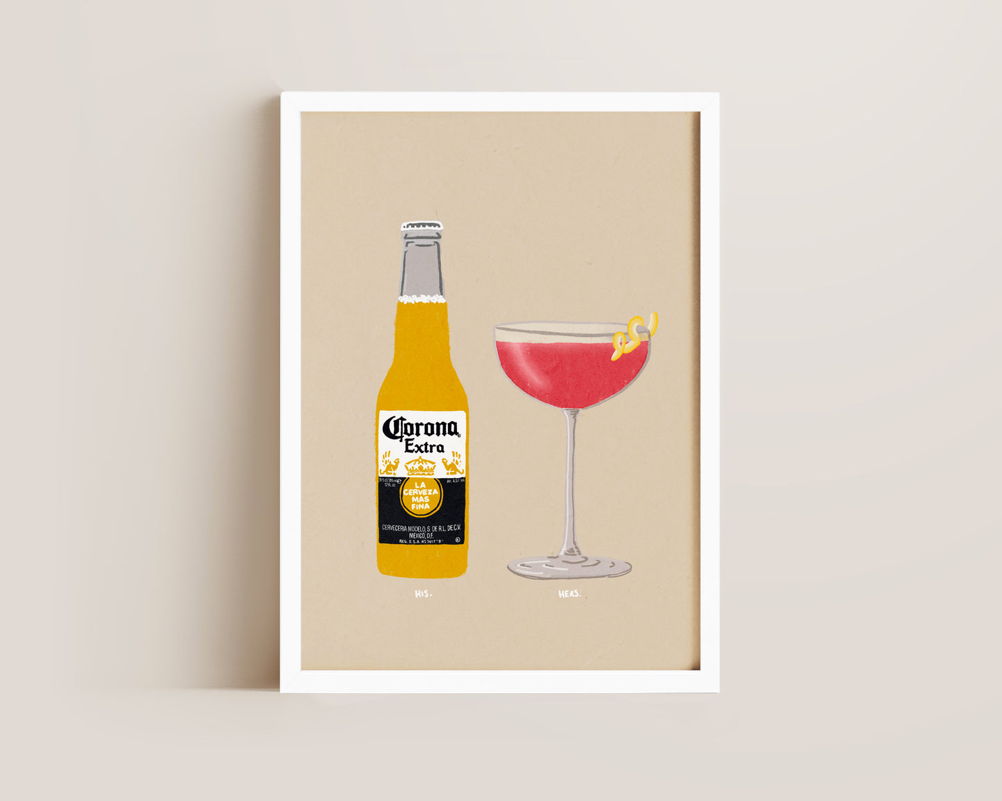 Corona & Cosmopolitan Beige Print