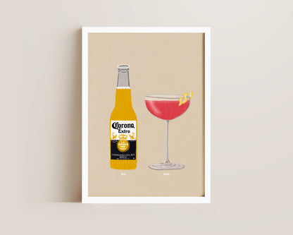 Corona & Cosmopolitan Beige Print
