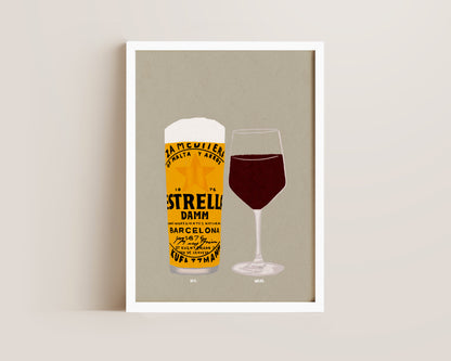 Estrella & Red Wine Print