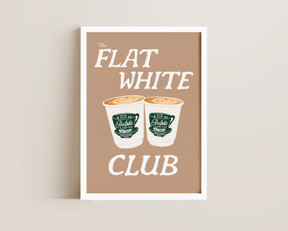 Flat White Club Brown Print