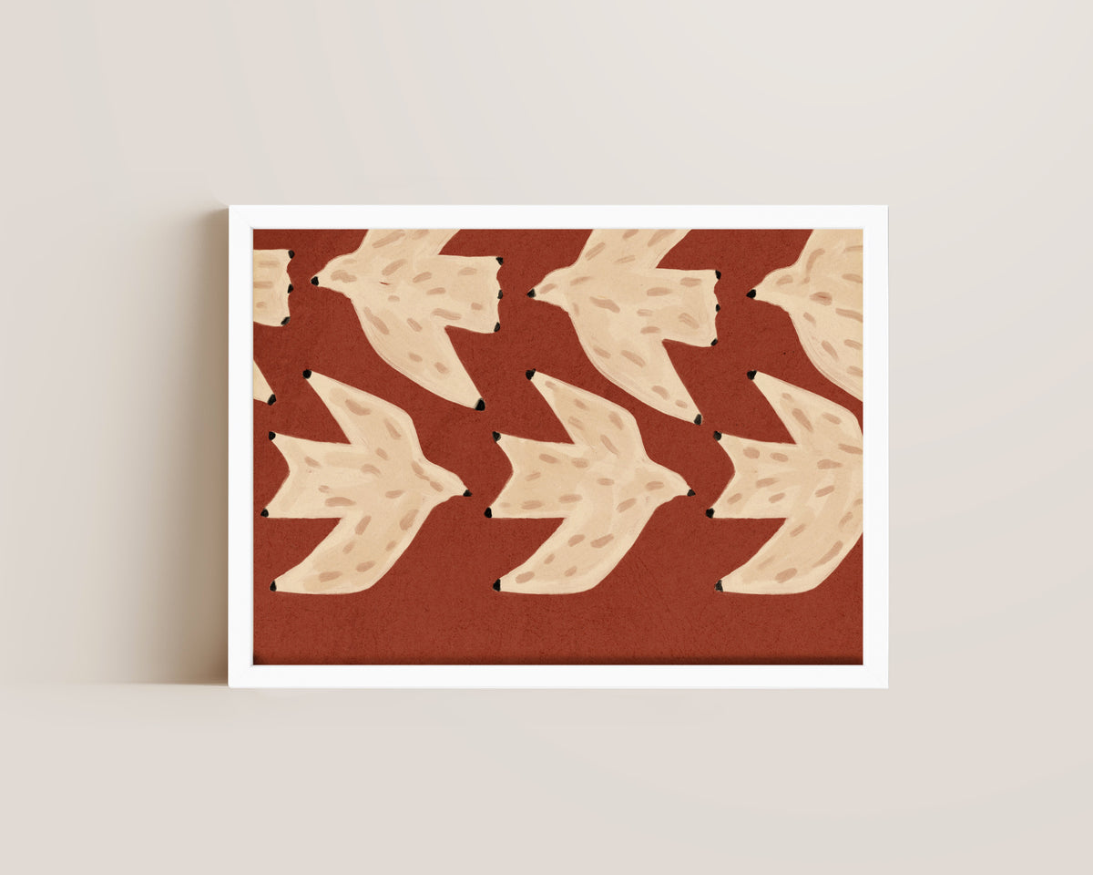 Formation Folk Art Bird Print – Burnt Earth