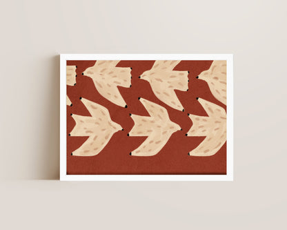 Formation Folk Art Bird Print – Burnt Earth