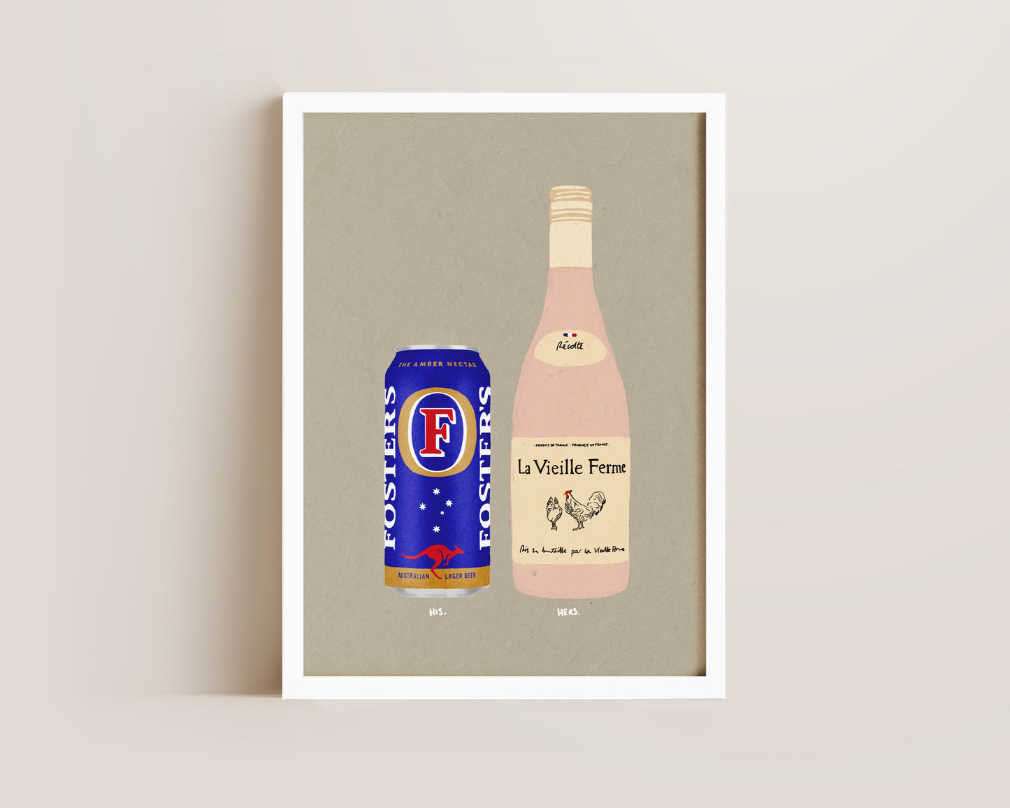 Fosters Can & Chicken Wine Print
