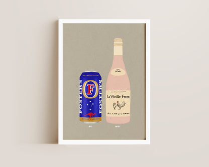 Fosters Can & Chicken Wine Print