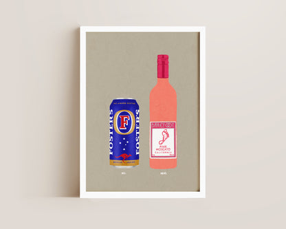 Fosters Can & Pink Moscato Print