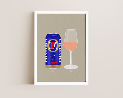 Fosters Can & Rose Print