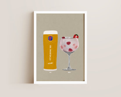 Fosters & Pink Gin Print