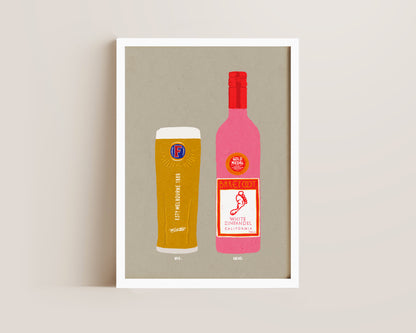 Fosters & White Zinfandel Print