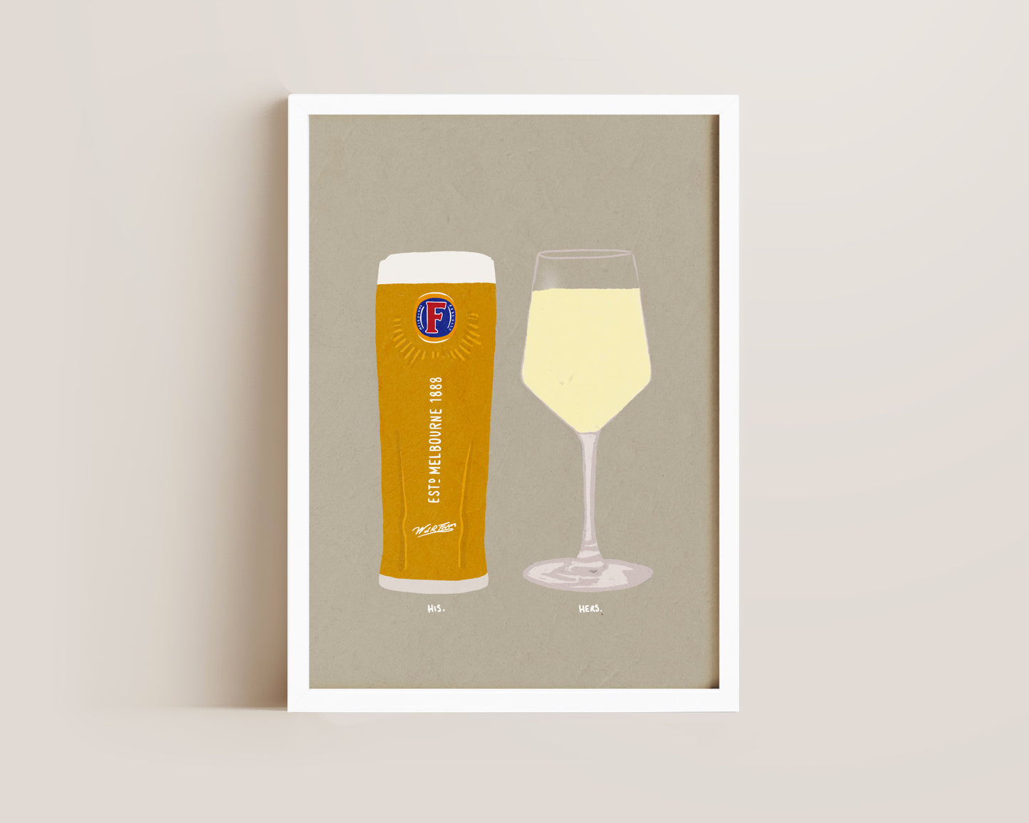 Fosters & White Wine Print