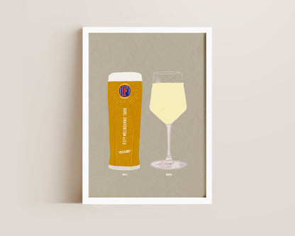 Fosters & White Wine Print
