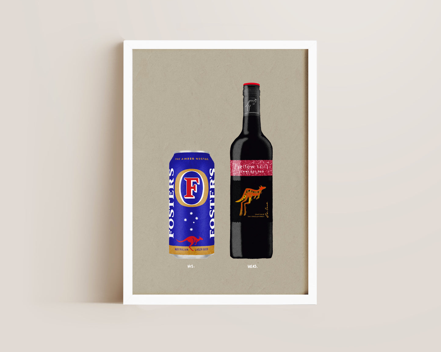 Fosters Can & Jammy Red Roo Print
