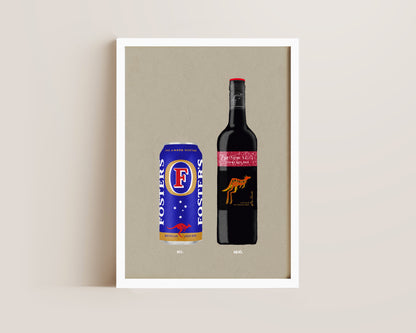 Fosters Can & Jammy Red Roo Print