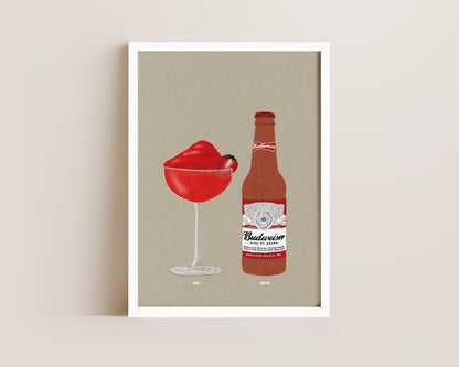 Frozen Strawberry Daiquiri & Budweiser Print