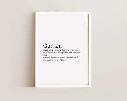 Gamer Definition Print