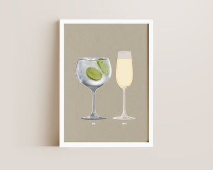 Gin & Tonic & Prosecco Glass Print