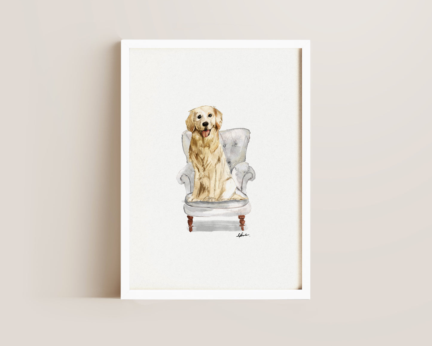 Golden Retriever in Chair Print