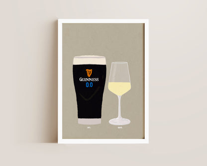 Guinness Zero & White Wine Print