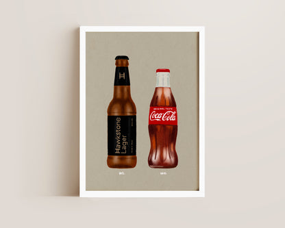 Hawkstone Lager & Coke Bottle Print