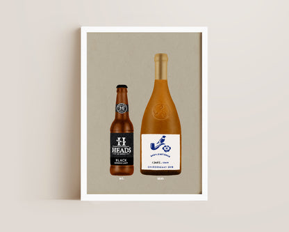 Heads Japanese Black Lager & Babylonstoren Chardonnay Print