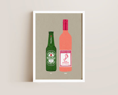 Heineken & Pink Moscato Print