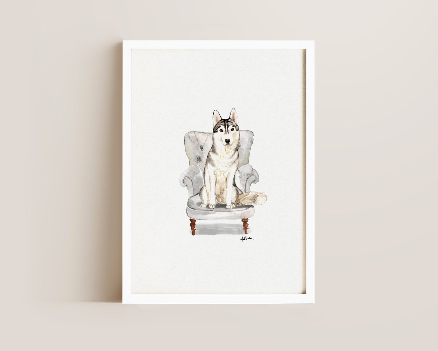 Husky in Chair Print