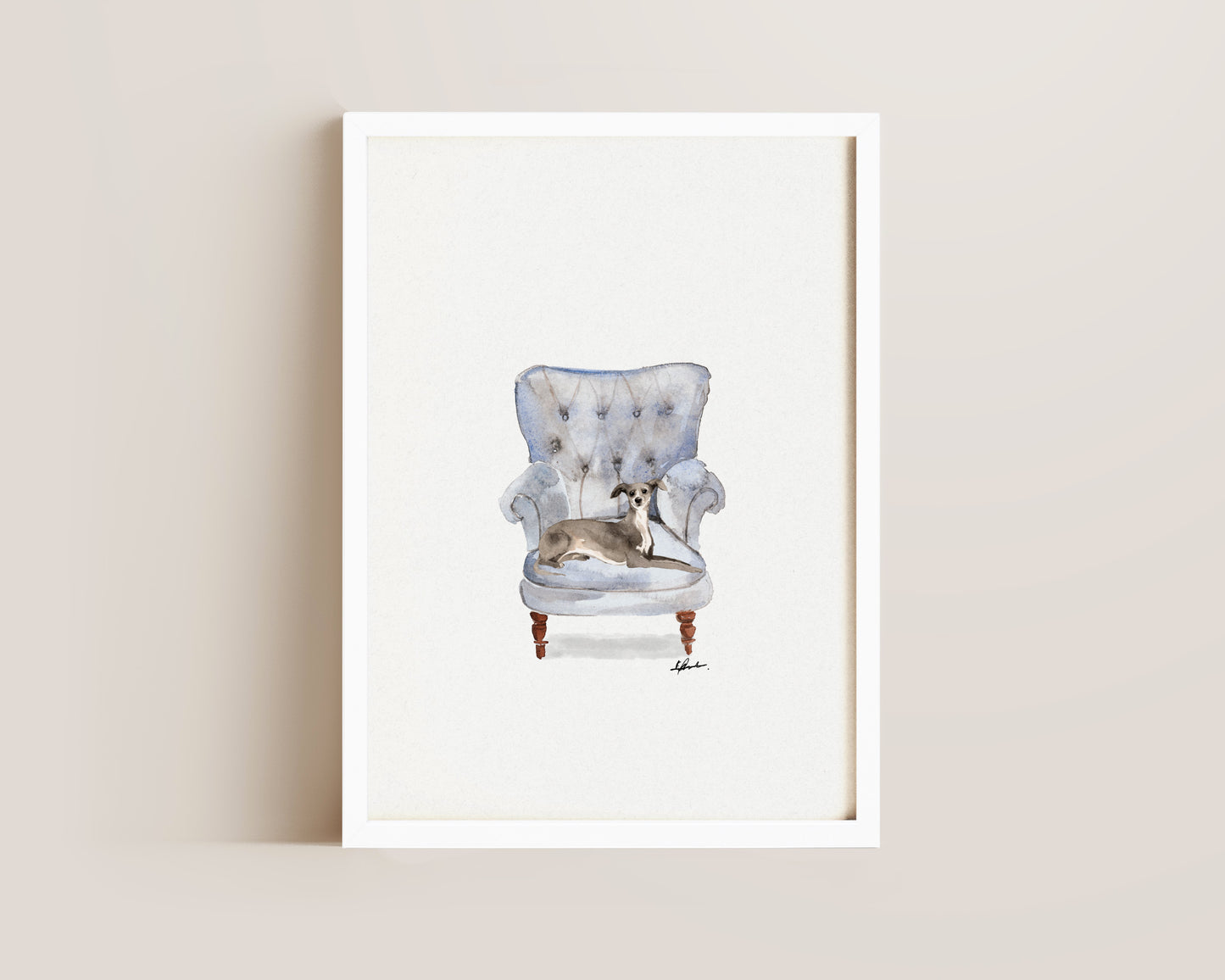 Italian Greyhound in Chair Print