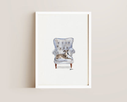 Italian Greyhound in Chair Print