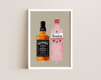 Jack Daniel's & Gordon's Pink Gin Print