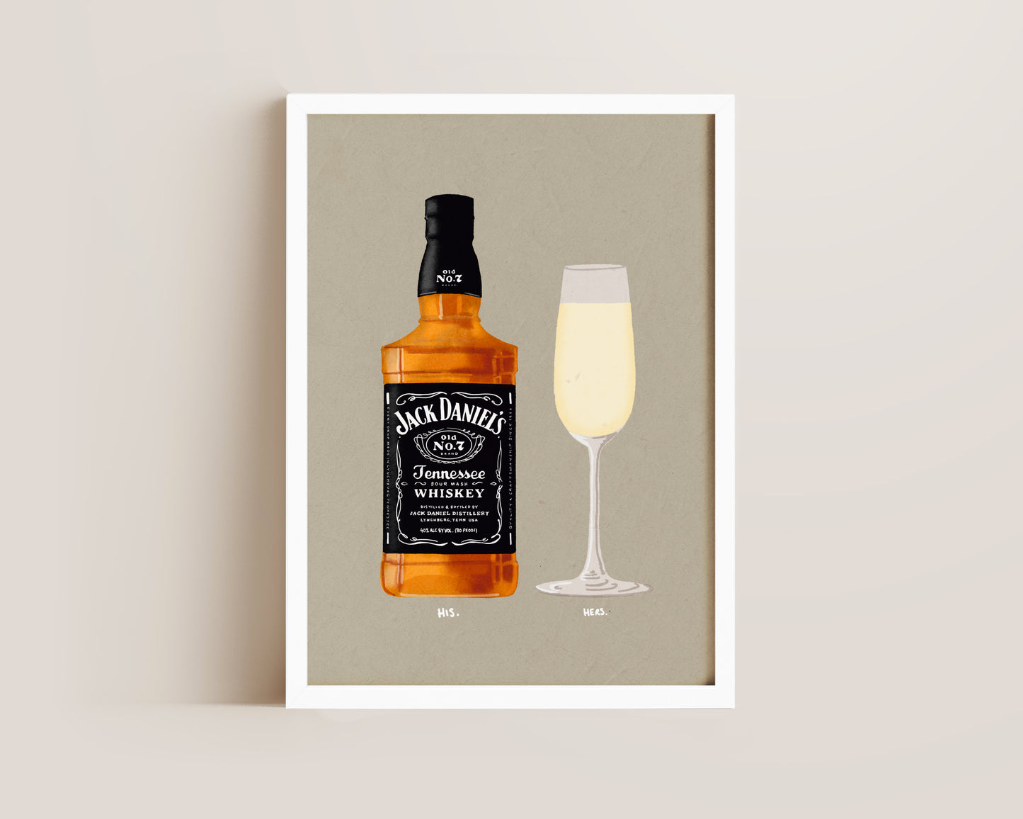 Jack Daniel's & Prosecco Glass Print