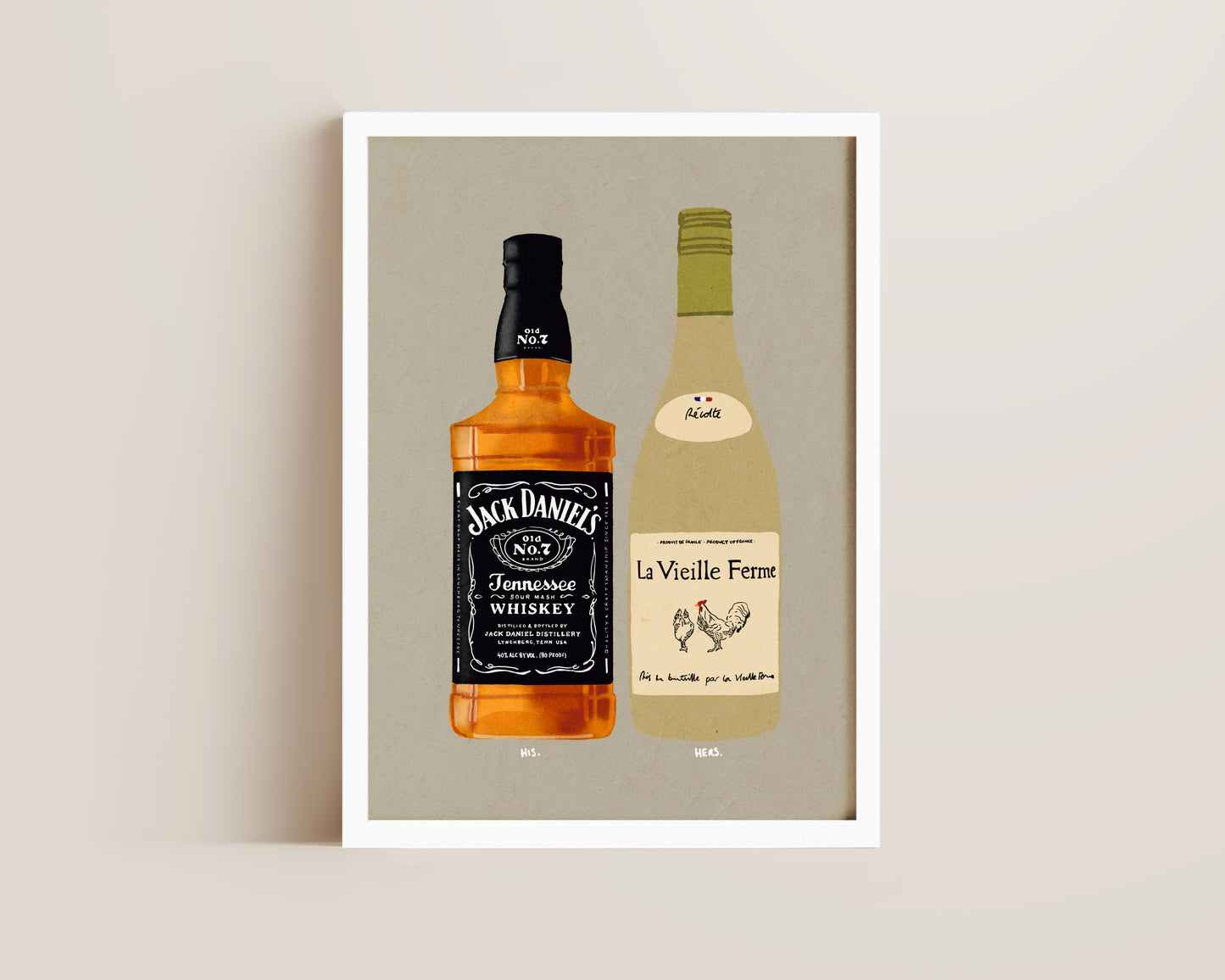 Jack Daniel's & White Chicken Wine Print
