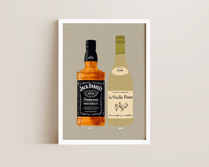 Jack Daniel's & White Chicken Wine Print