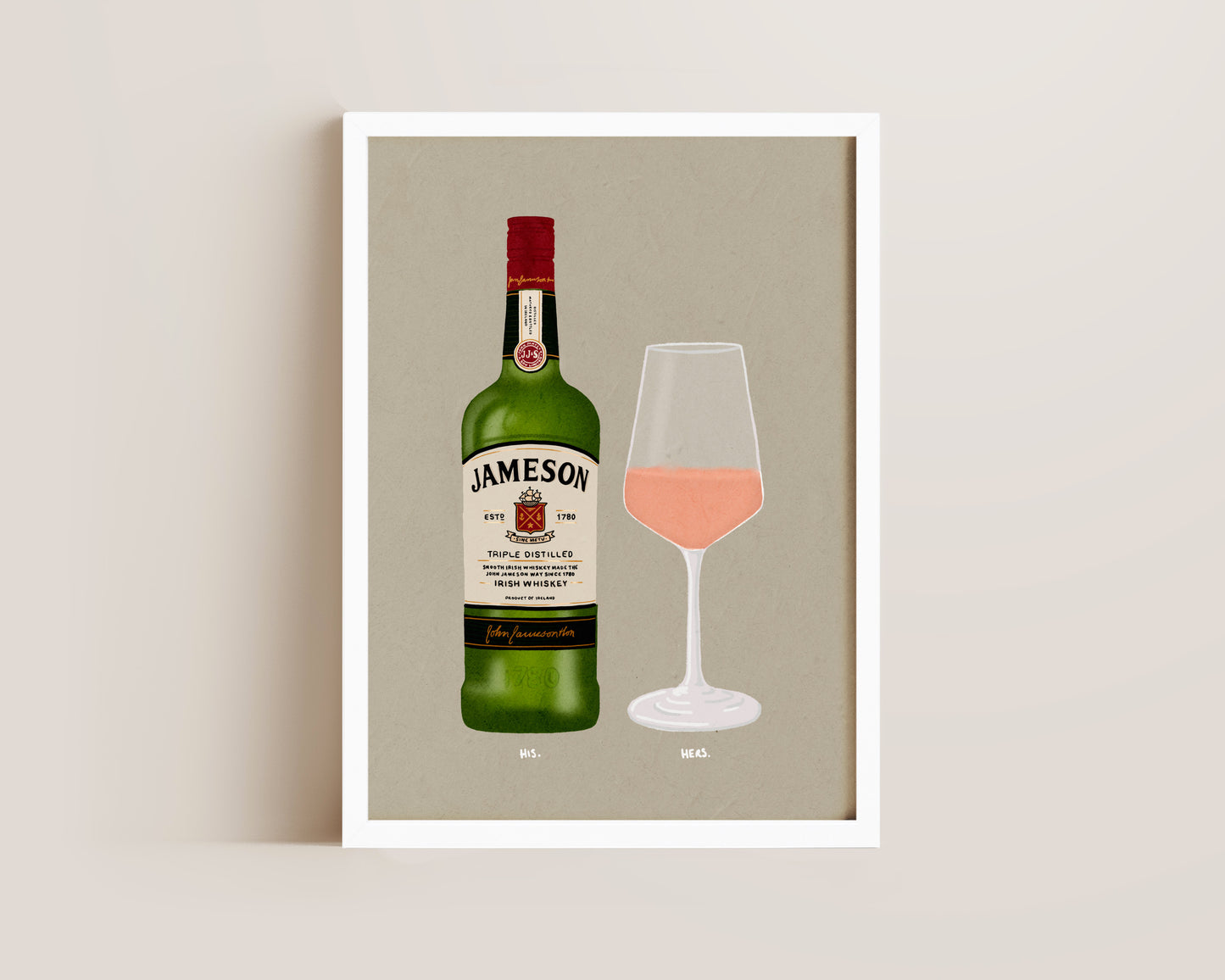 Jameson Whisky & Rose Print