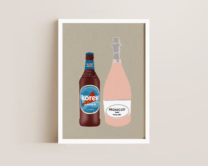 Korev Beer & Pink Prosecco Print
