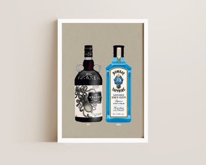 Kraken & Bombay Sapphire Print