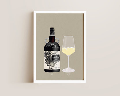 Kraken & White Wine Print