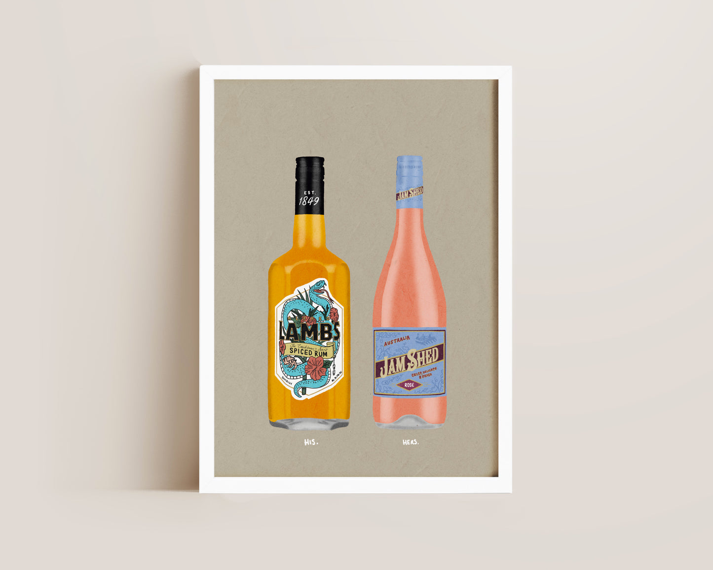 Lambs Spiced Rum & Jam Shed Rose Print