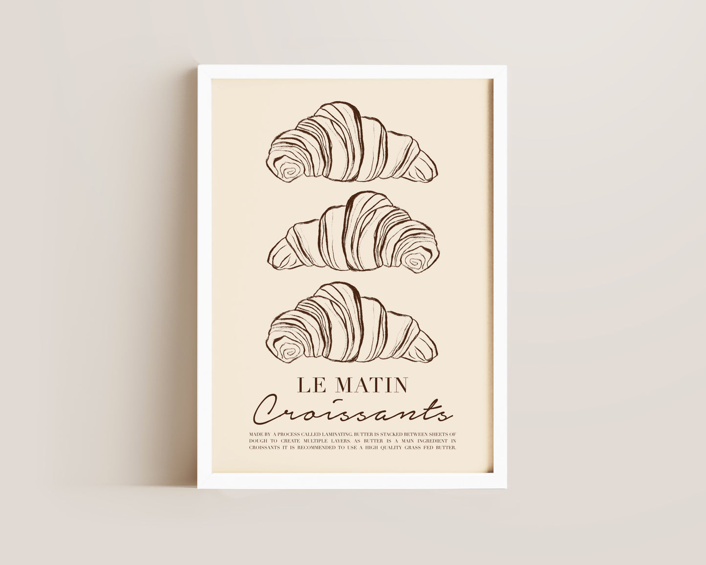 Le Matin Croissant Print In Brown