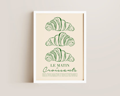 Le Matin Croissant Print In Green