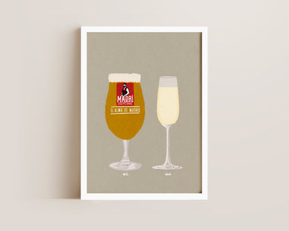 Madri & Prosecco Glass Print