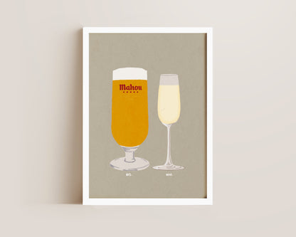 Mahou & Prosecco Glass Print