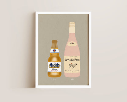 Modelo & Chicken Wine Print