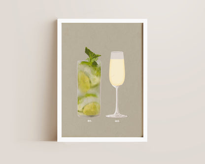 Mojito & Prosecco Glass Print