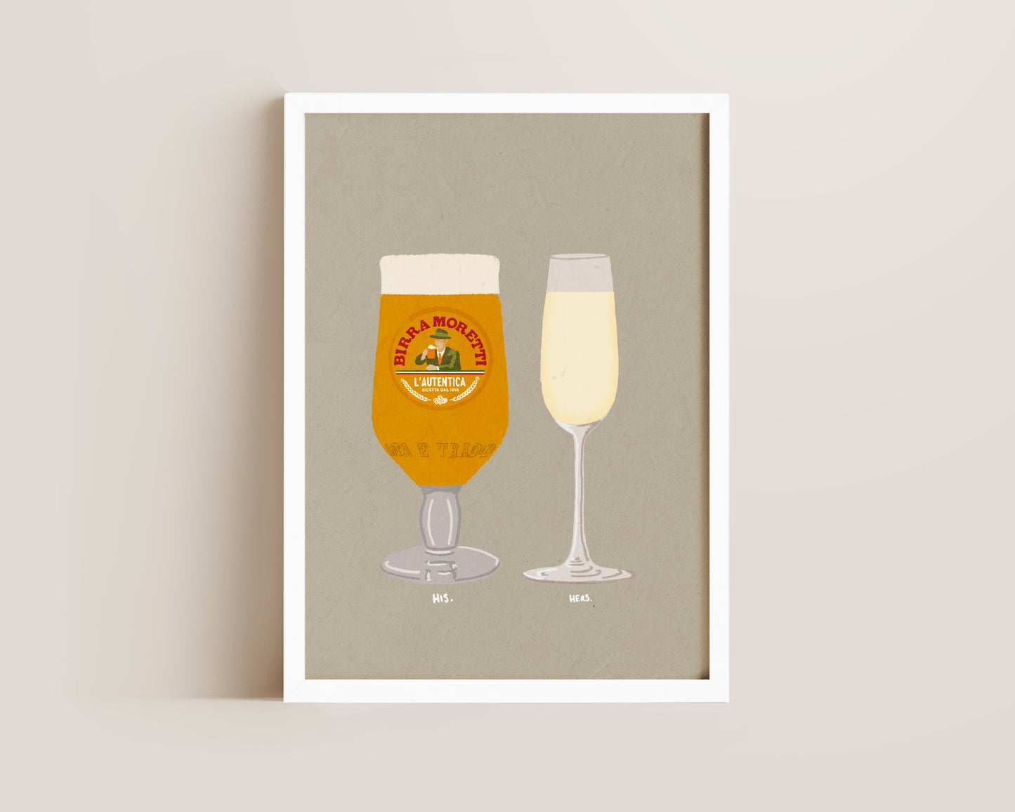 Moretti & Prosecco Glass Print