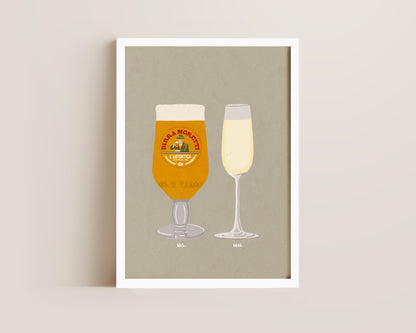 Moretti & Prosecco Glass Print