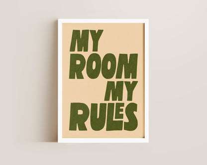 My Room My Rules Green Print