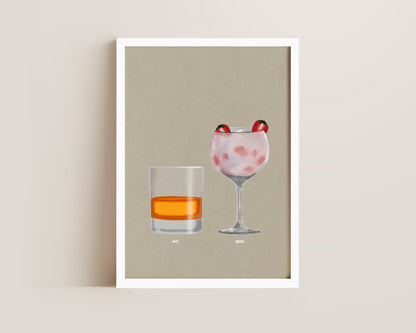 Whisky & Pink Gin Print