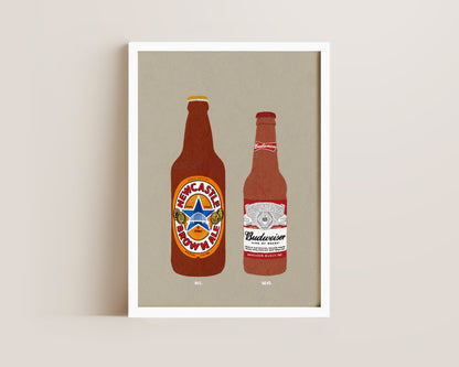 Newcastle Brown Ale & Budweiser Print